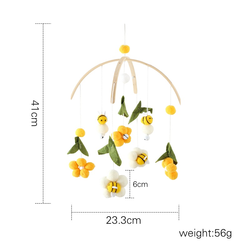 Picture of Ins Style Bee Flower Handmade Woven Bed Bell Nordic Style Crib Bee Bed Bell Children's Room Pendant Wind Bell