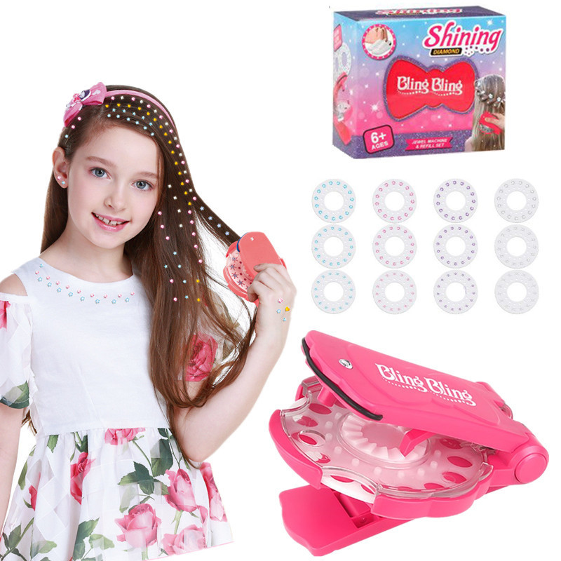 Cross-Border Magic Diamond Machine Children's Toys Wholesale Girls Hair Braider Play House Hair Accessories Makeup Nail Drill Machine