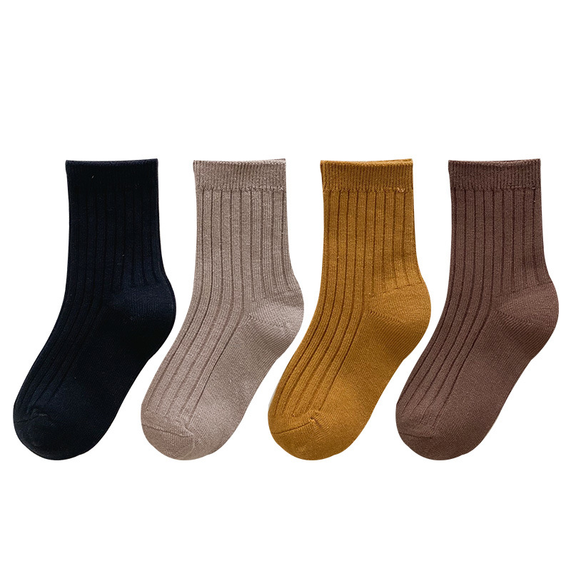 Picture of K-Style of Pure Color Girls' Socks Wholesale 25 New Spring & Fall Kidsren's Socks Baby Pile Socks Korean Mid-Tube Students