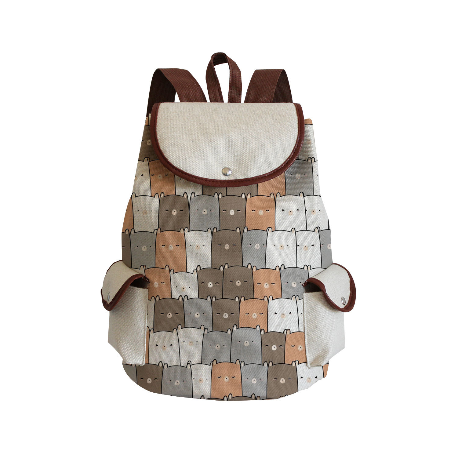 Picture of 2022 Cartoon Cute Backpack New Student Schoolbag Fashion Cat Group Printed Travel Backpack to Set