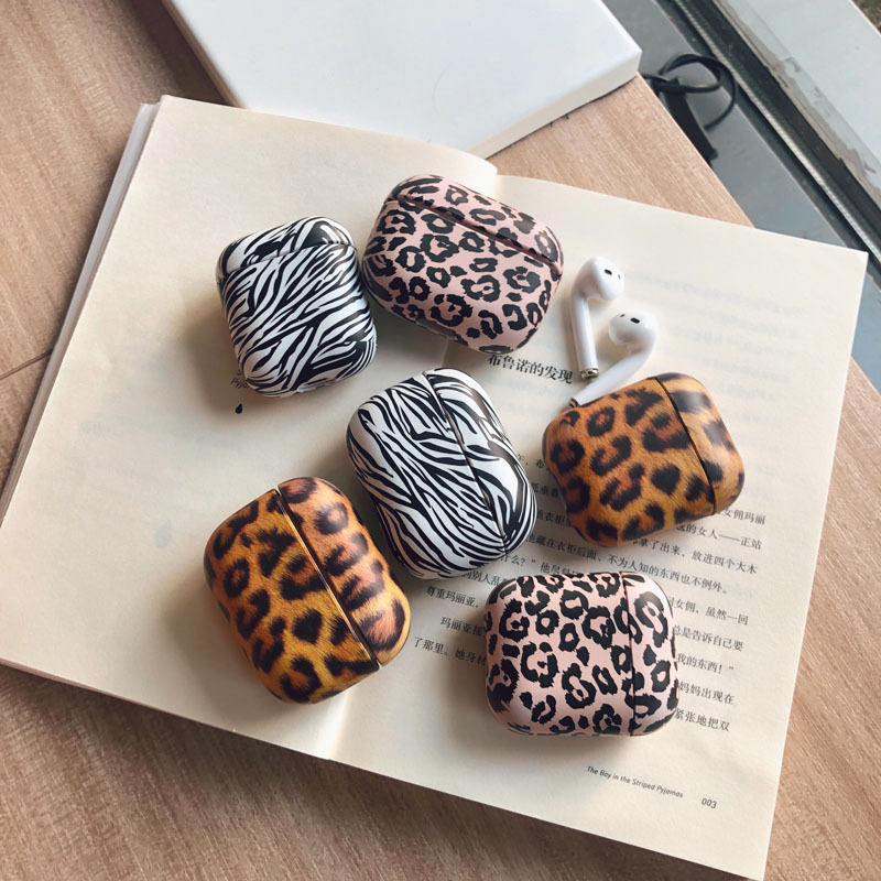 Picture of Personalized leopard zebra print airpods protective cover for Apple 1/2/3 generation Bluetooth earphone cover water sticker PC hard