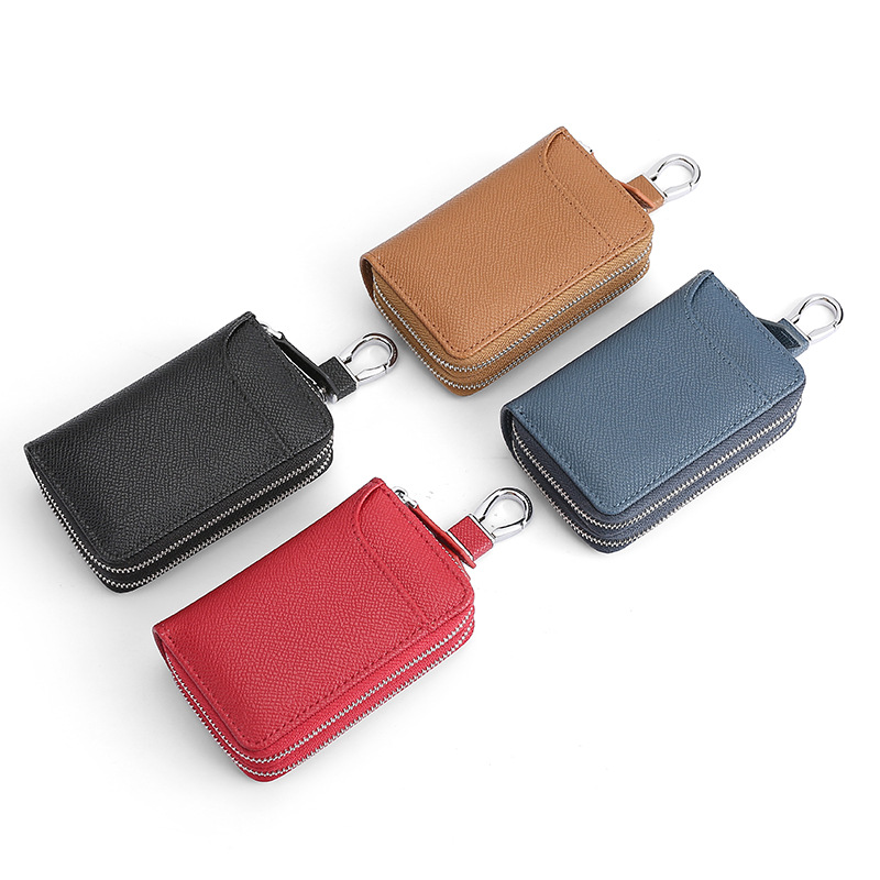 Picture of New leather key bag men's wholesale universal car key protective cover multi-function card bag home key buckle women