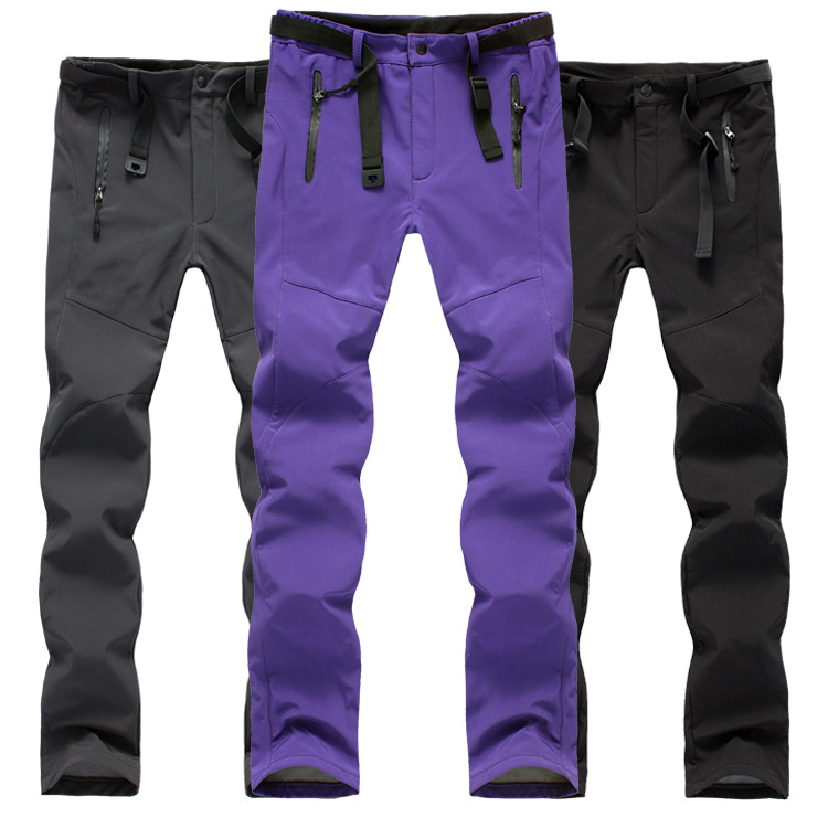 Outdoor Rush Pants Women's Windproof Waterproof Winter Thickened Warm Couple's Outdoor Soft Shell Mountaineering Fleece Pants