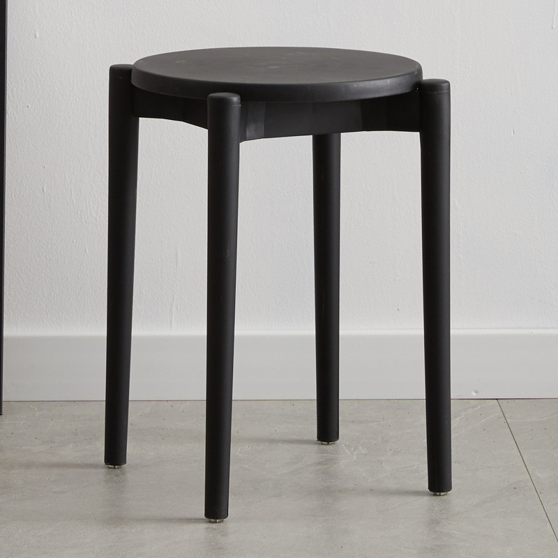 Picture of Plastic round stool home living room stackable stool modern simple color dining table and chair adult cooked plastic bench