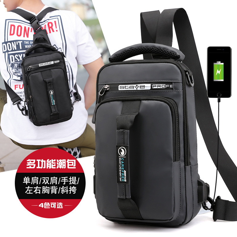 Picture of Cross-border exclusive for manufacturers to batch new men's chest bag charging usb interface chest bag multi-functional shoulder bag backpack