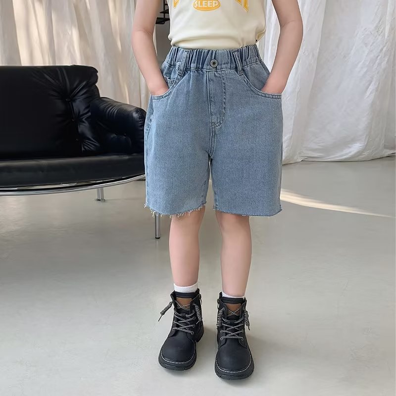 Girls' Denim Shorts Summer Outer Wear 2024 New Arrival Western Style Loose All-Match Pants for Children and Girls