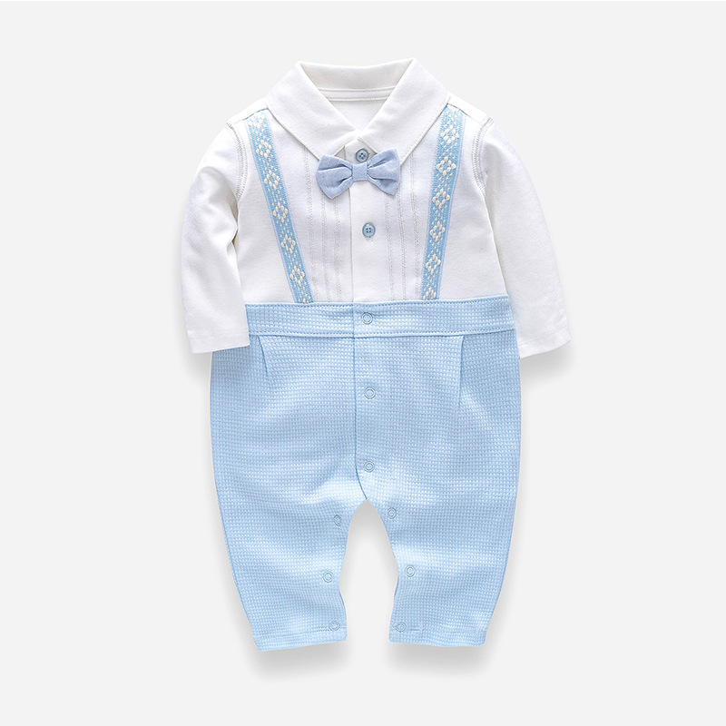 Picture of Wu Lingdie Short-Sleeved Baby and Children's Clothing 2024 Spring New Baby Clothes Baby One-Year-Old Jumpsuit Gentleman's Crawl Suit