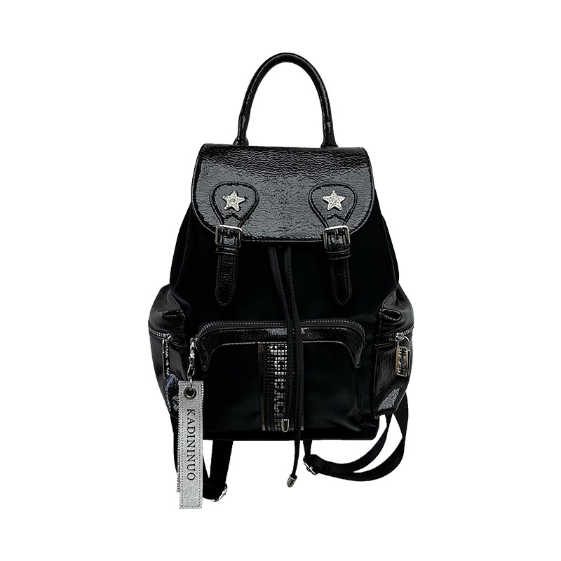 Picture of Western Internet Celebrity Backpack Women's 2025 New Soft Leather Casual Versatile Fashion Backpack Large Capacity Drawstring Travel Bag