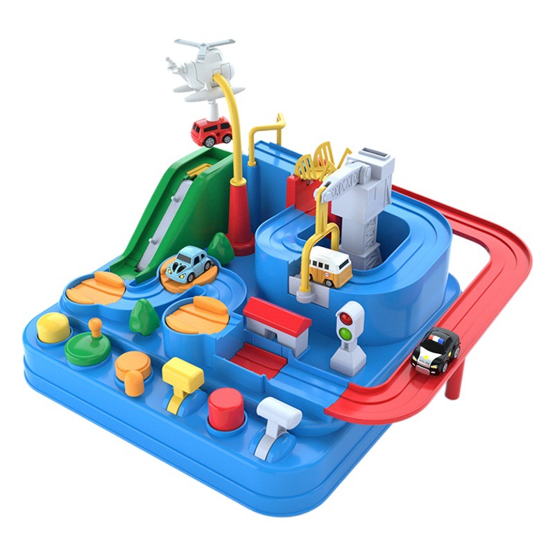 Children's Car Entry Big Adventure Small Train Rail Car Parking Lot Shake Sound Same Educational Toys Gifts Cross Border