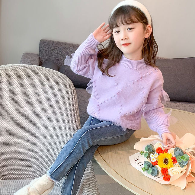 Picture of Girls' Sweater Korean Style All-match New Style Children's Knitted Shirt Women's Autumn and Winter Girls' Base Shirt Children's Clothes
