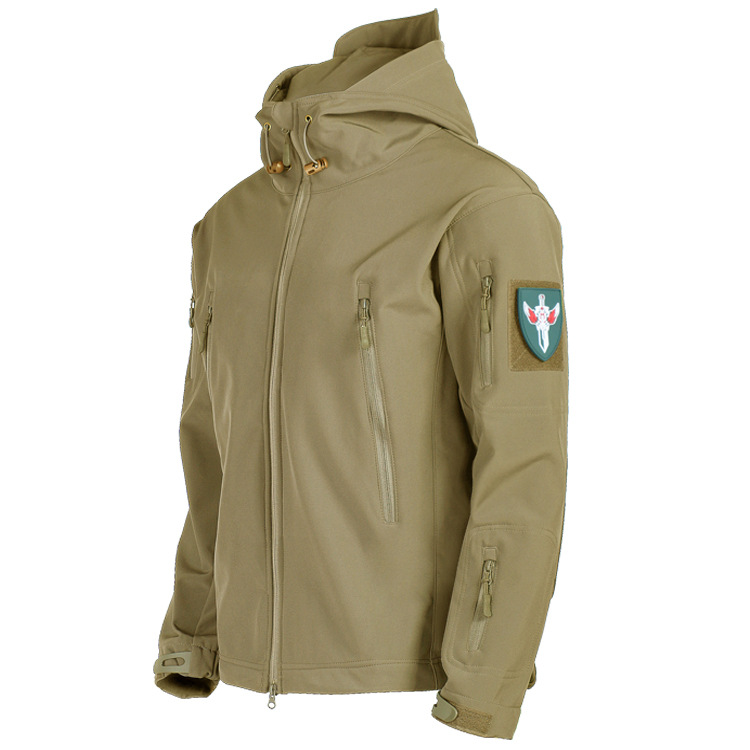 Picture of Shark skin soft shell jacket men's winter fishing clothing waterproof fleece riding mountaineering clothing breathable windproof coat autumn