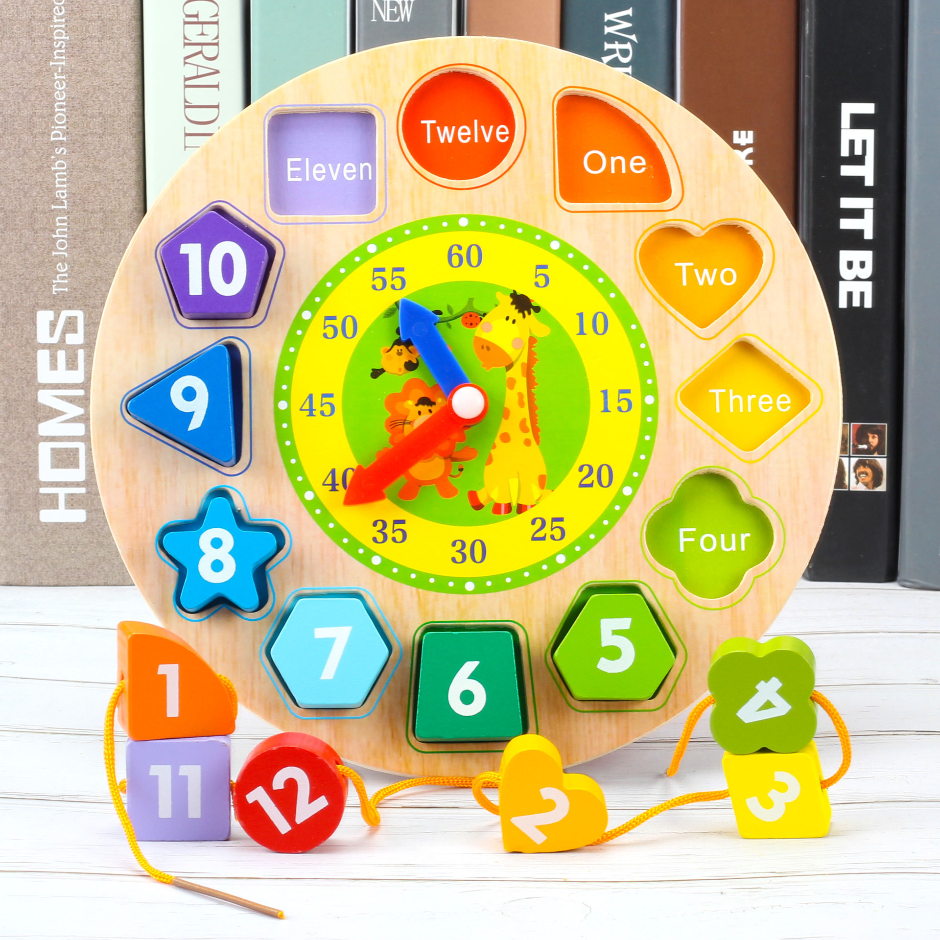 Picture of ohye Digital Teaching Aids Beech Wood Five-gear Arithmetic Rack Wooden Colorful Mathematical Arithmetic Computing Rack Puzzle Building Blocks Toy