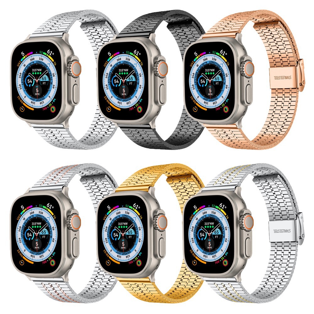 Picture of Suitable for Apple Watch Ultral Iwatchs10 Stainless Steel Seven-Bead Metal Safety Buckle Milan Strap