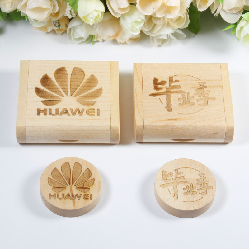 Picture of Wooden School Accompanying Gift School Emblem USB Disk 64 GBusb3.0 suit Creative Badge Business Gift USB Disk Foreign Trade