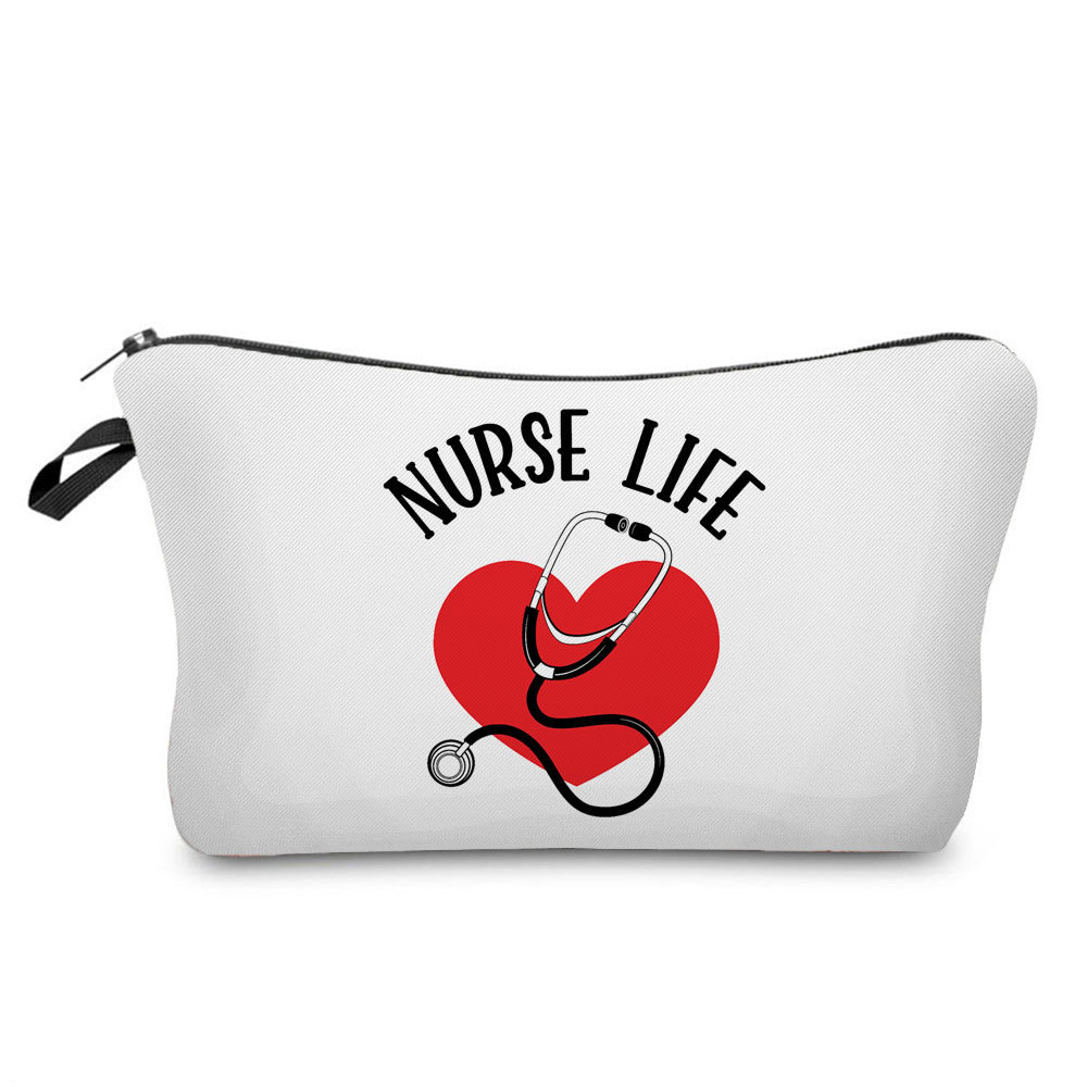 Trendy hot nurse English printing storage bag travel cosmetic bag creative fashion pencil case