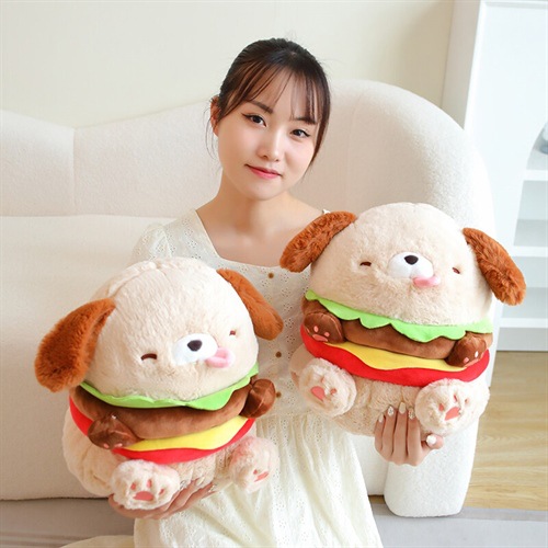 Picture of Cute creative hamburger dog doll Internet celebrity plush toy