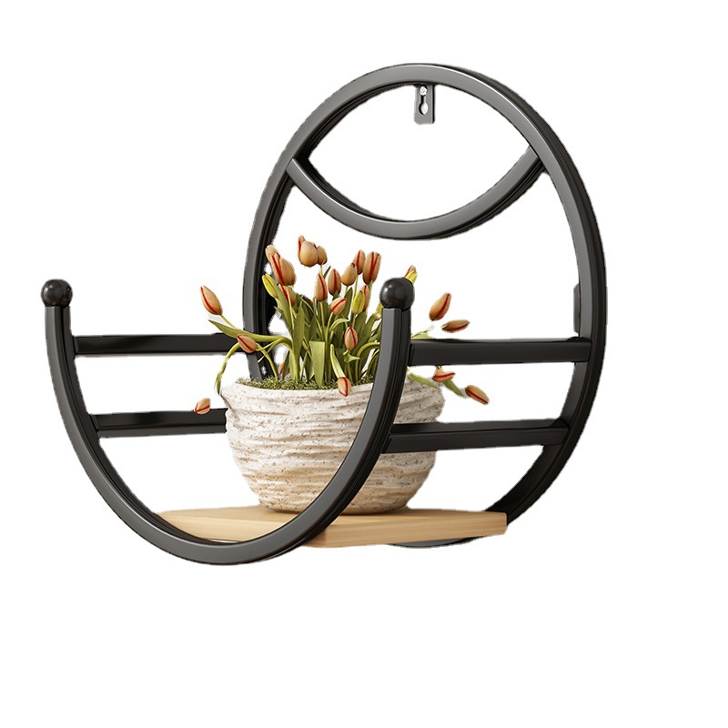 Picture of Wall-mounted Flower Rack for Living Room Balcony Ironwork Punch-free Green Rose Fleshy Flower Pot Plant Flower Shelf