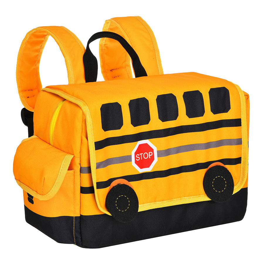 Picture of Cartoon Yellow School Bus Car Kindergarten Bag Student Primary School Backpack Bag Lunch Bag Insulation Bag