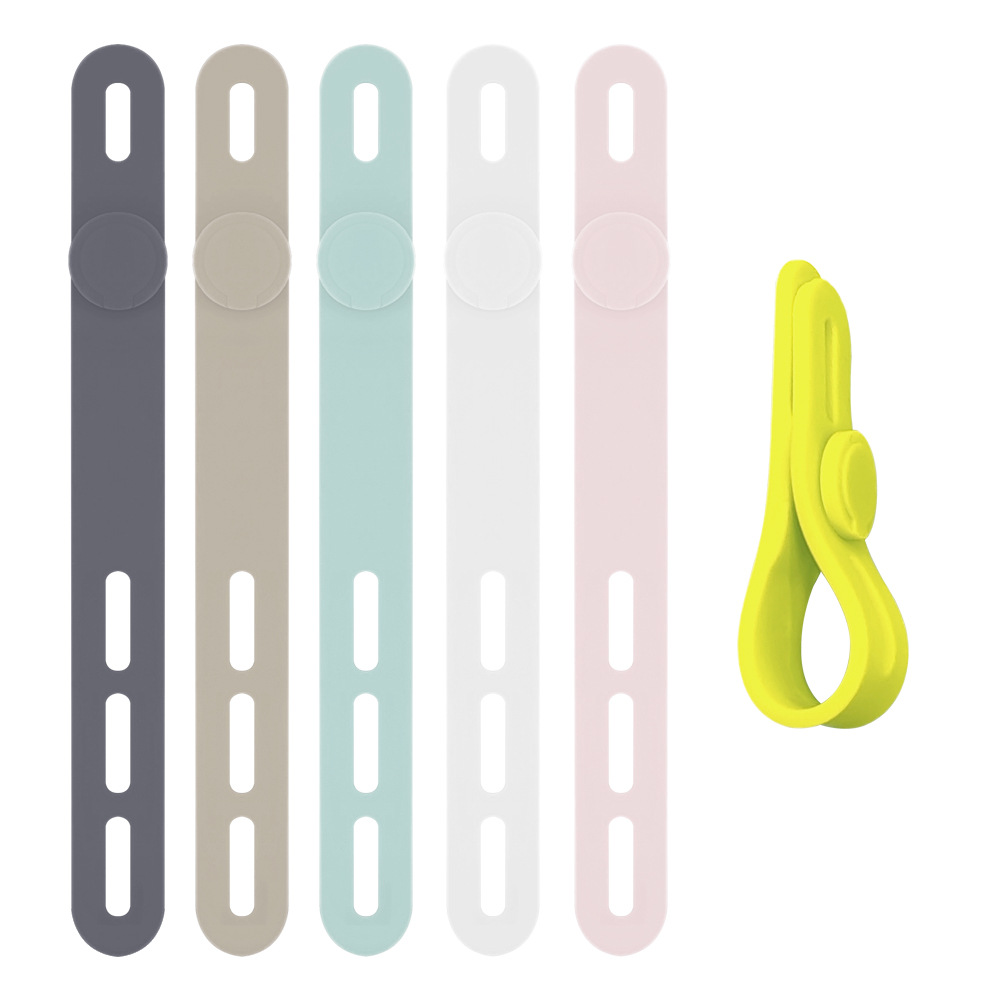 Picture of P2 Round Buckle Silicone Cable Tie Adjustable Cable Organiser Data Line Power Cord Storage Winding Wire Tape Wire Gage