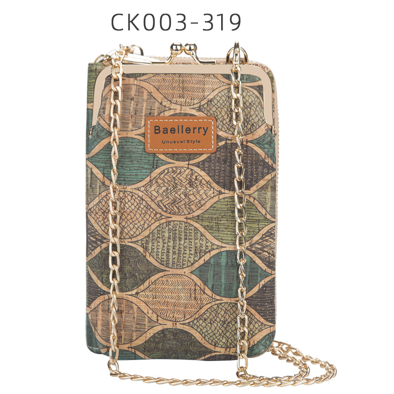 Picture of baellerry ladies wallet vertical wood grain mobile phone bag multi card wallet chain shoulder messenger bag wholesale