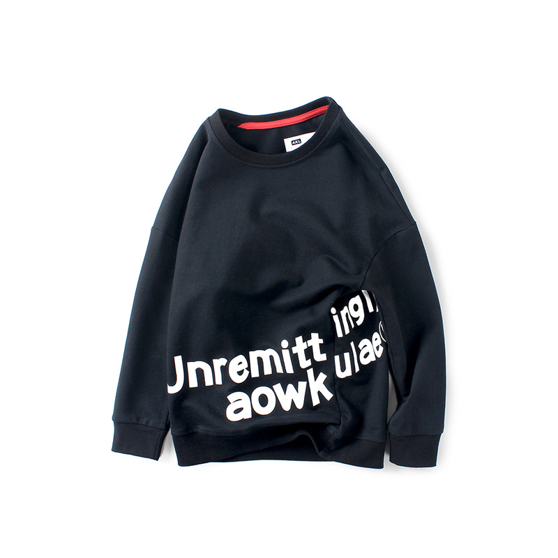 Picture of European-Style Children's Clothing Korean Version New Boys' Long-Sleeve Sweatshirt, Older Children's English Print Pullover Sweatshirt