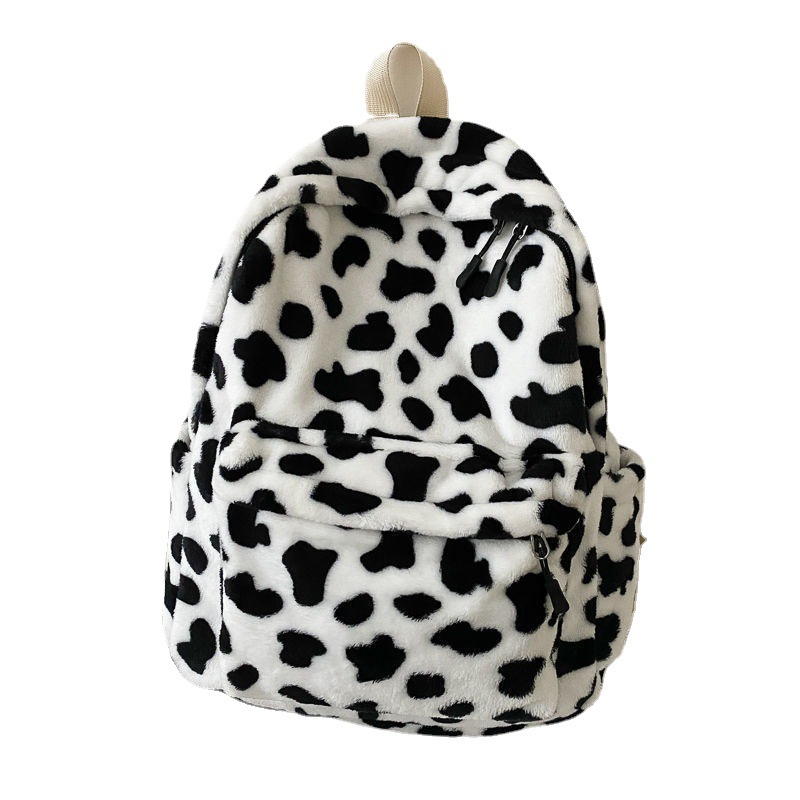 Picture of New plush high-looking schoolbag female college student class bag Korean cute cow all-match trendy backpack