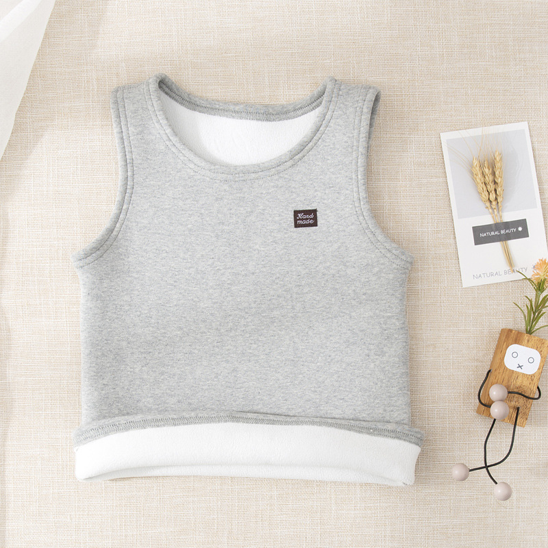 Picture of Children's one-piece velvet vest for spring and autumn close-fitting fleece-lined thick white bottoming warm girls' vest for boys