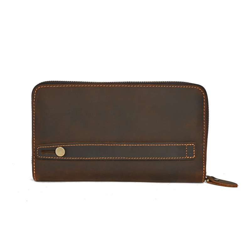Picture of TikTok Explosions Upgrade and Increase Capacity Genuine Leather Men's Clutch Bag Crazy Horse Leather Cigarette Mobile Phone One-piece Clutch Wallet