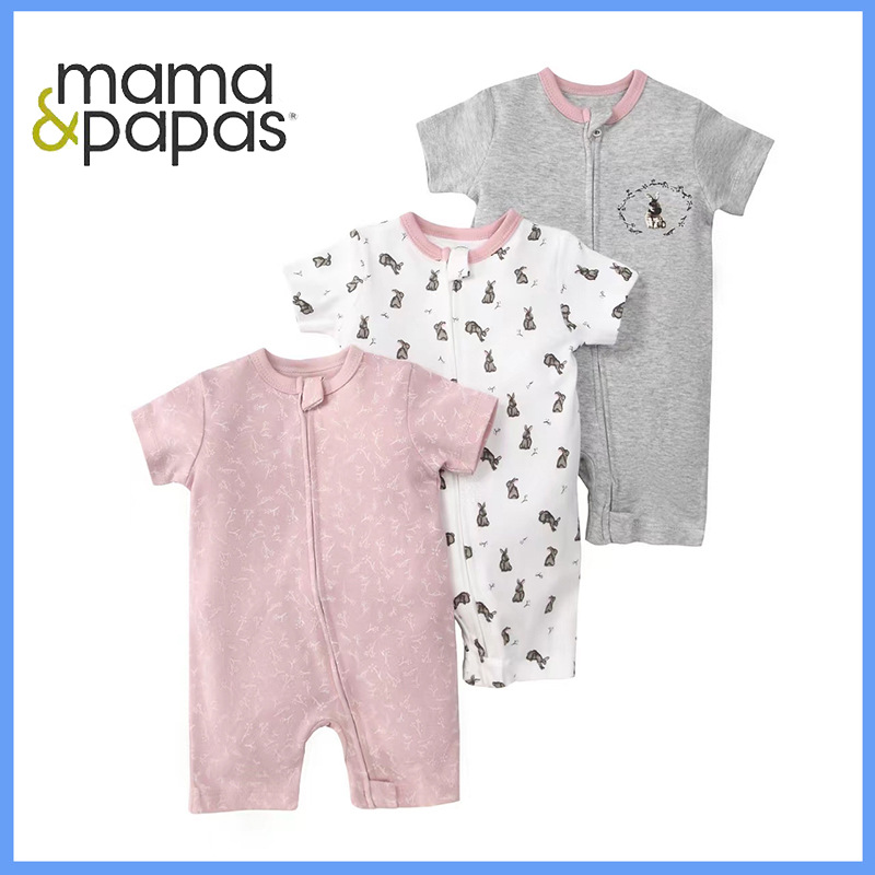 Picture of Foreign trade children's clothing summer baby jumpsuit short sleeve double zipper climbing clothing newborn baby gift box for cross-border