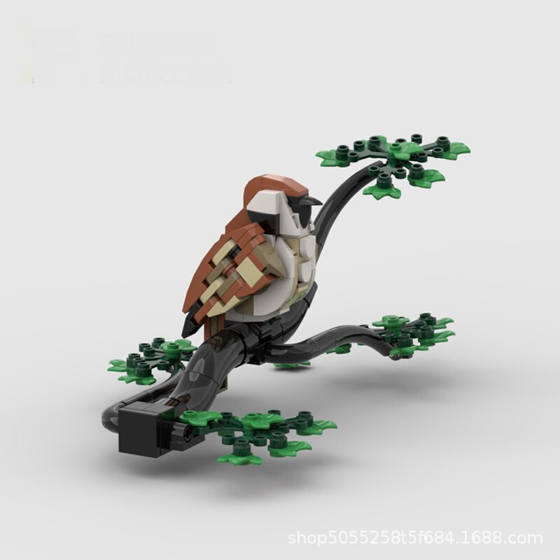 MOC Set Animal Compatible Lego Small Particle Puzzle Creative Gift Sparrow Bird Model