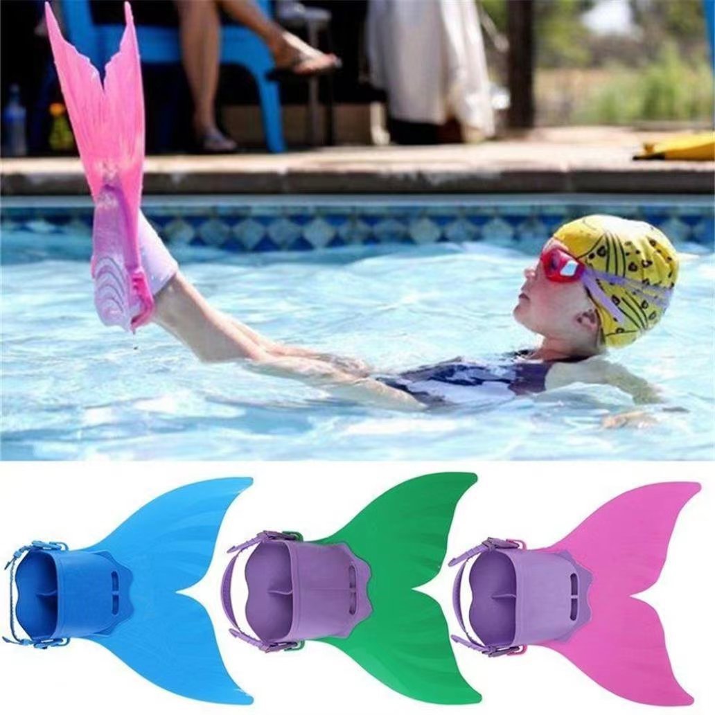 Picture of Mermaid Flippers Single-piece Whale Tail Flippers Swimming Training Flippers Children's Diving Swimming Equipment Swimming Products