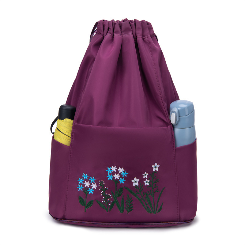 Picture of Drawstring Girdle Portable Foldable Large Capacity Embroidery Bag Backpack Dry and Wet Separate Bag Portable Shopping Bag