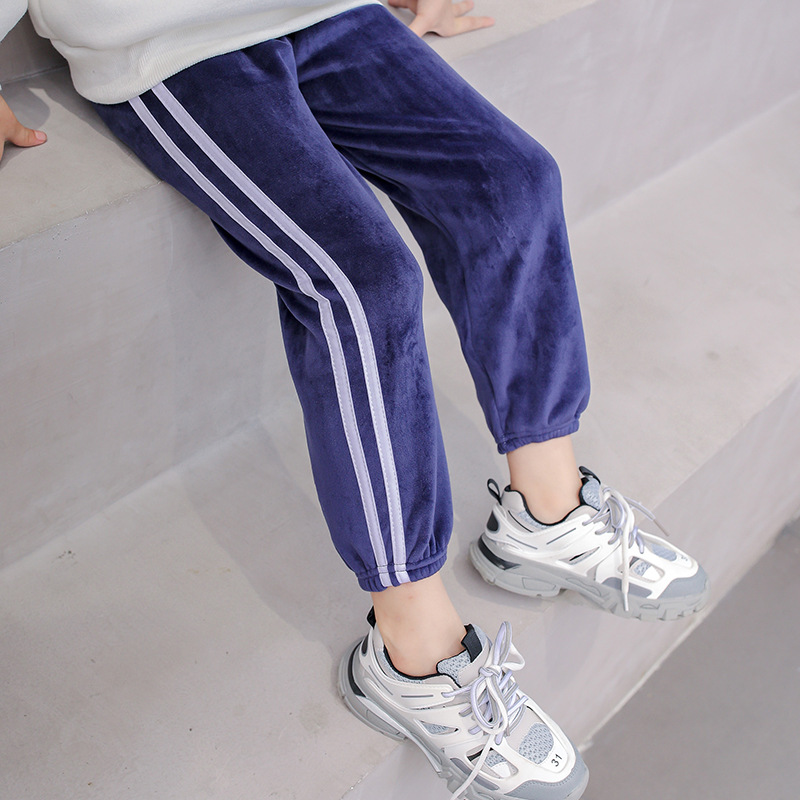 Picture of Children's gold velvet winter thick colorful breathable solid color sports pants casual pants warm pants wholesale generation