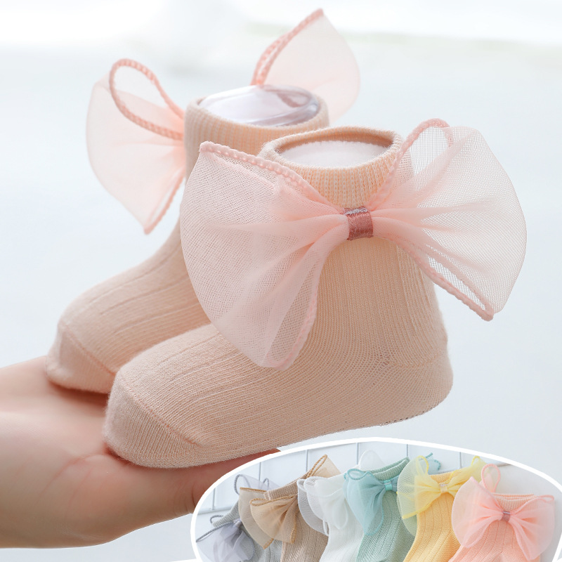 Picture of Baby Princess Socks Korean Fashion Girl Socks Children's Lace Socks Lace Bow Baby Cotton Socks Full Moon Photo