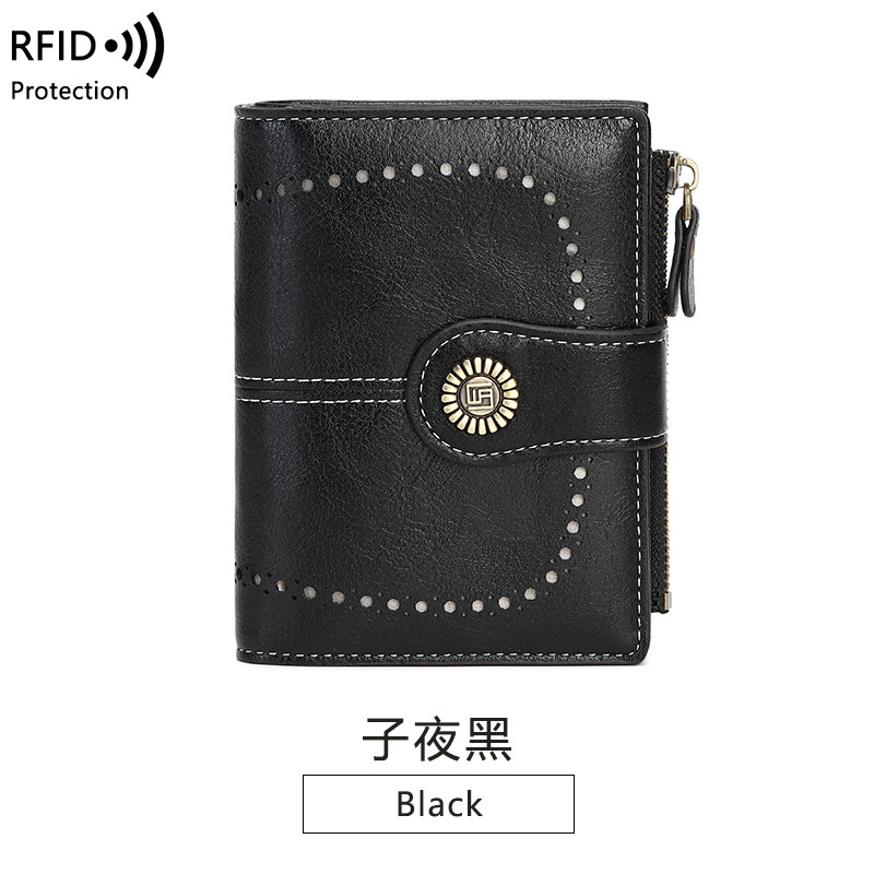 Picture of Wallet Women's Fashion Cross-Border Rfid Anti-Magnetic Wallet Short Zipper Buckle Wallet European and American New Large Capacity Women