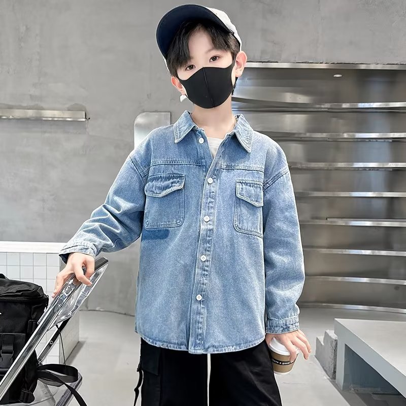 Picture of Boys' spring Denim coat shirt children's 2024 new big children's autumn fried street autumn clothes boys' coat fashion