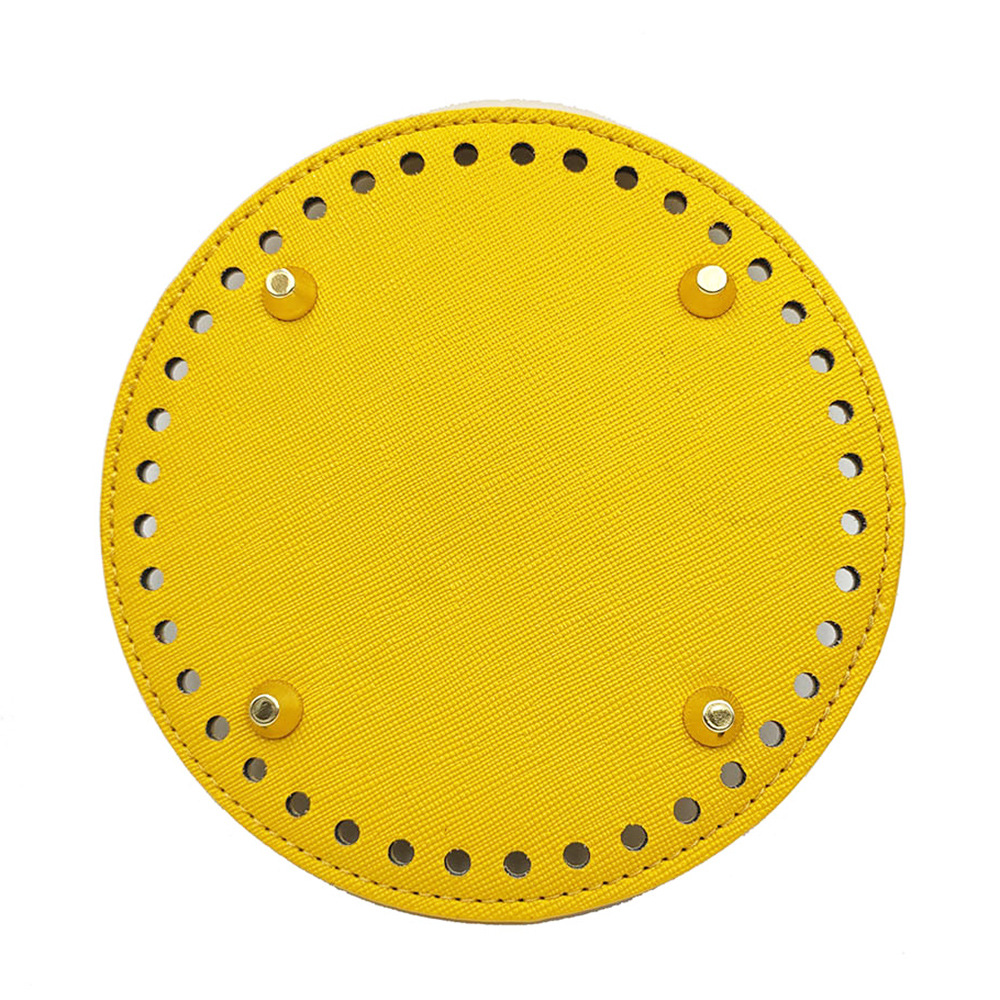 Picture of Bag accessories handmade elegant bag material 14cm round bottom plate diy woven bag quality hardened pu bag pad bottom