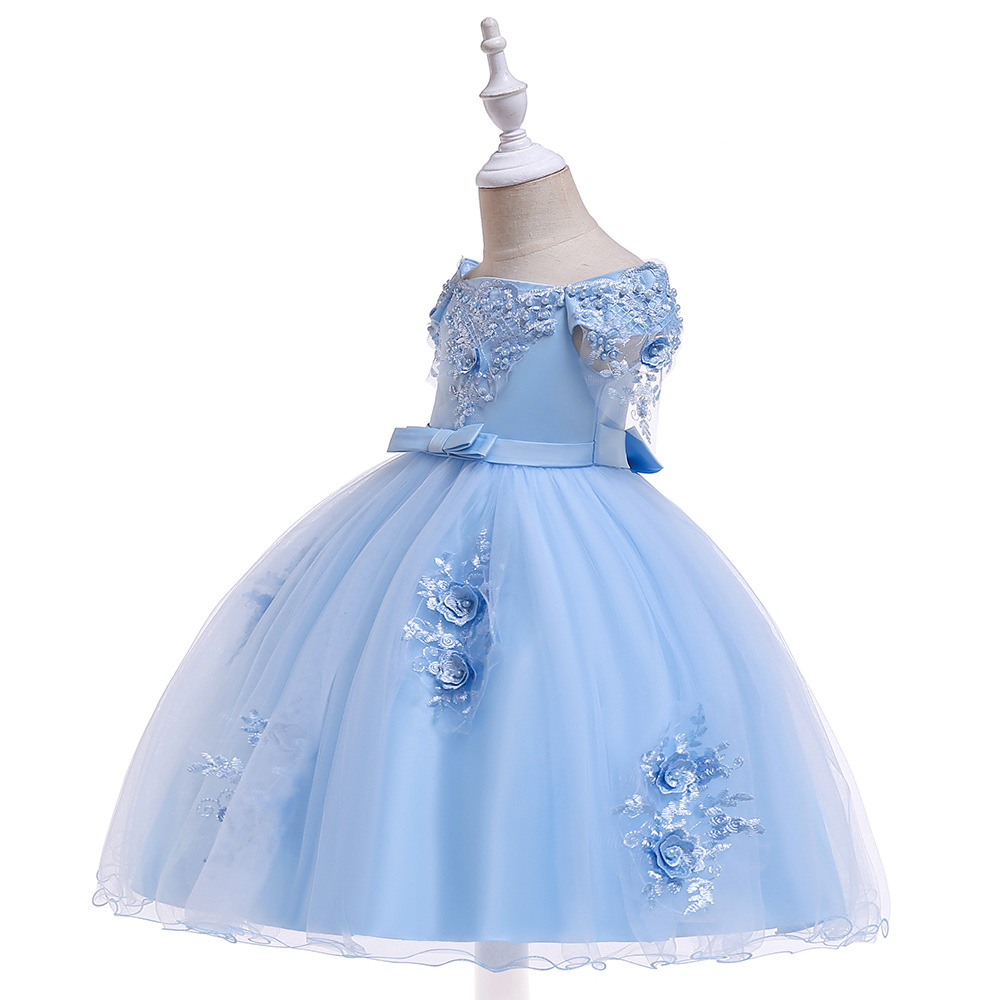 Picture of 2024 Children's Dress Skirt Strap Shoulder Mesh Embroidered Pearl Puffy Princess Dress Girls Dress Kids