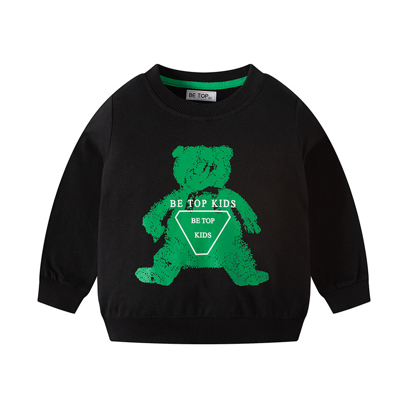 Picture of 2025 Children's Autumn New Cartoon Bear Print Baby Pullover Sweatshirt Pure Cotton Boys Long Sleeve One Piece Dropshipping