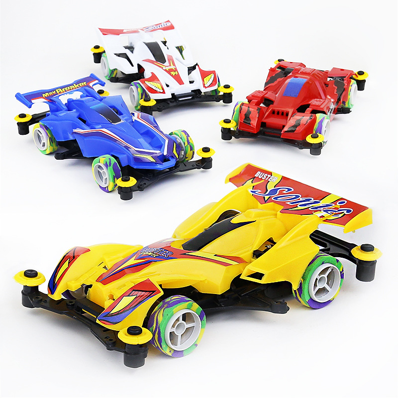 Mini four-wheel drive children's electric boy toy racing car assembled four-wheel drive nostalgic toy car stall hot selling toy