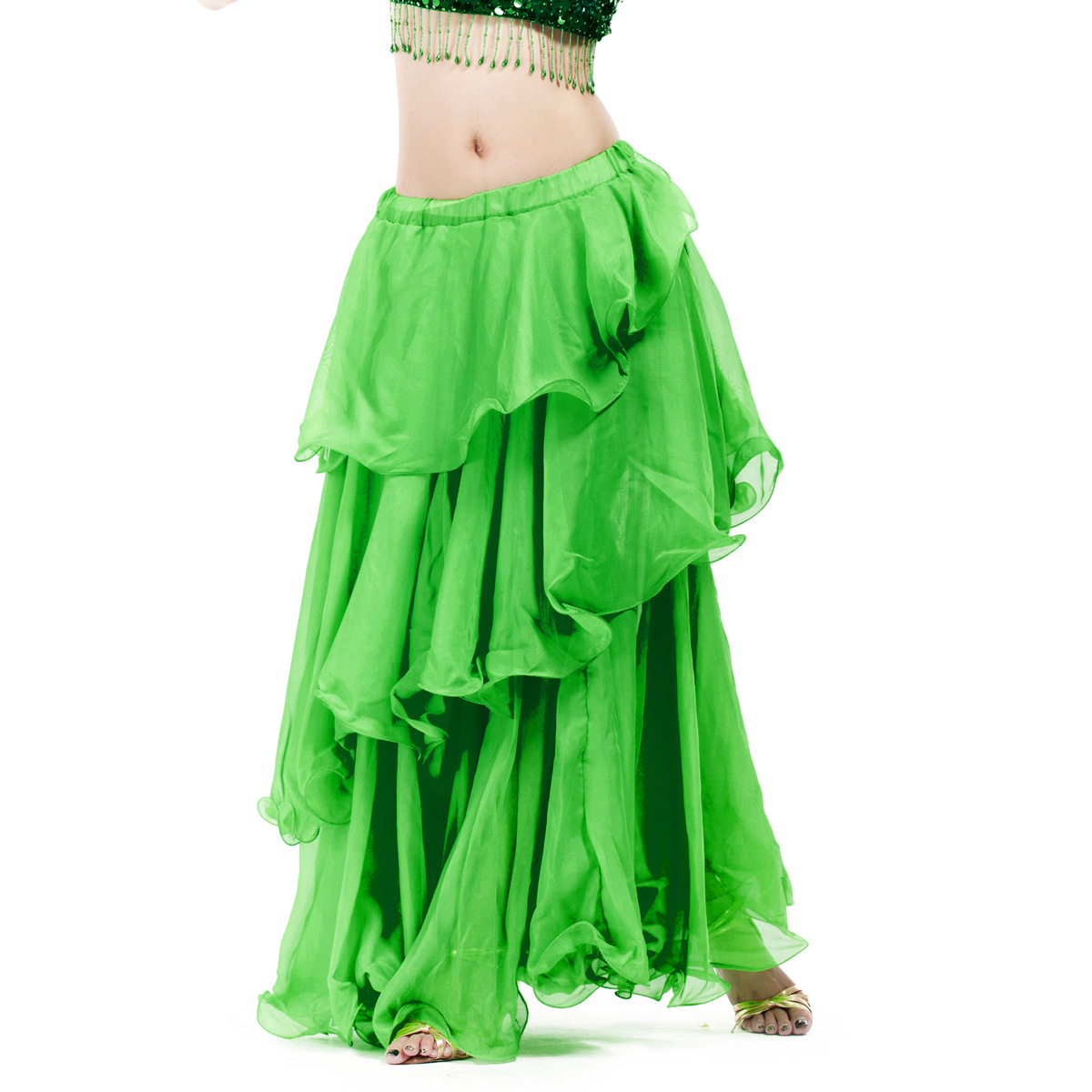 Picture of Dancer spiral skirt chiffon cake skirt belly dance light elegant skirt source factory primary source