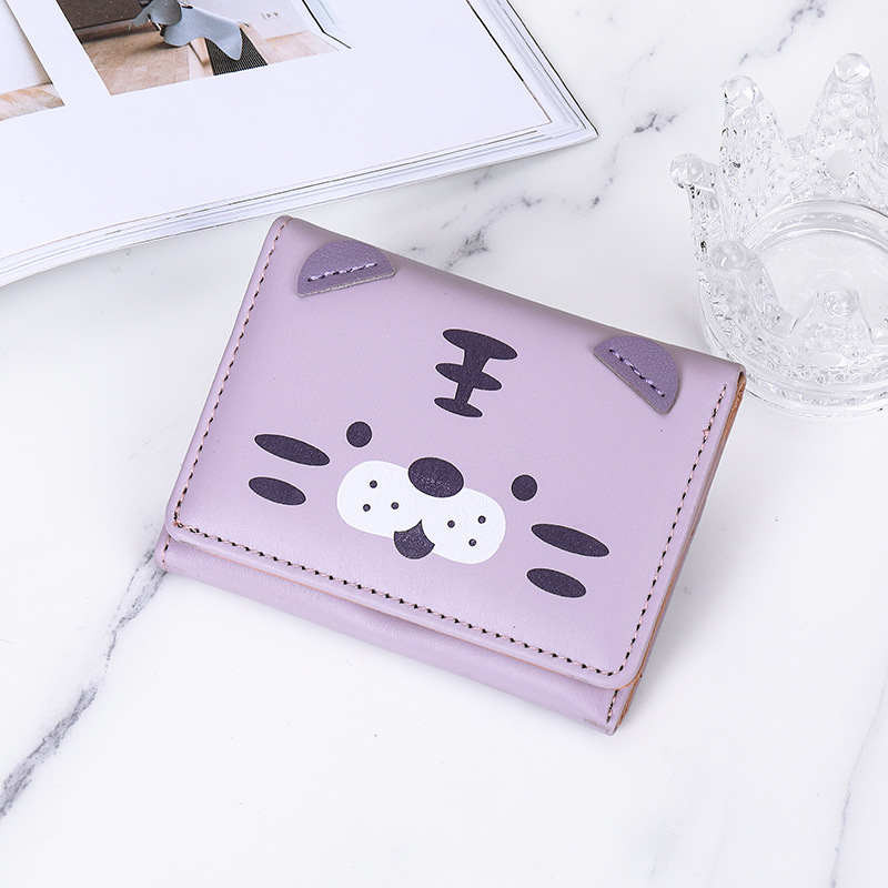 Picture of Korean Style New Small Wallet Women's Short Three-fold Cute Printed Cartoon Student Three-fold Multi-card Bits Folding Coin Clip