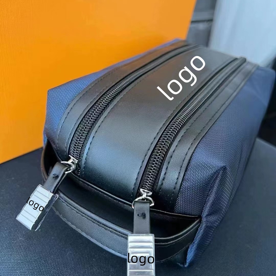 Trendy New D Home Large Capacity Cosmetic Bag Double Zipper Portable Wash Bag Internet Celebrity Cosmetic Portable Travel Storage Bag