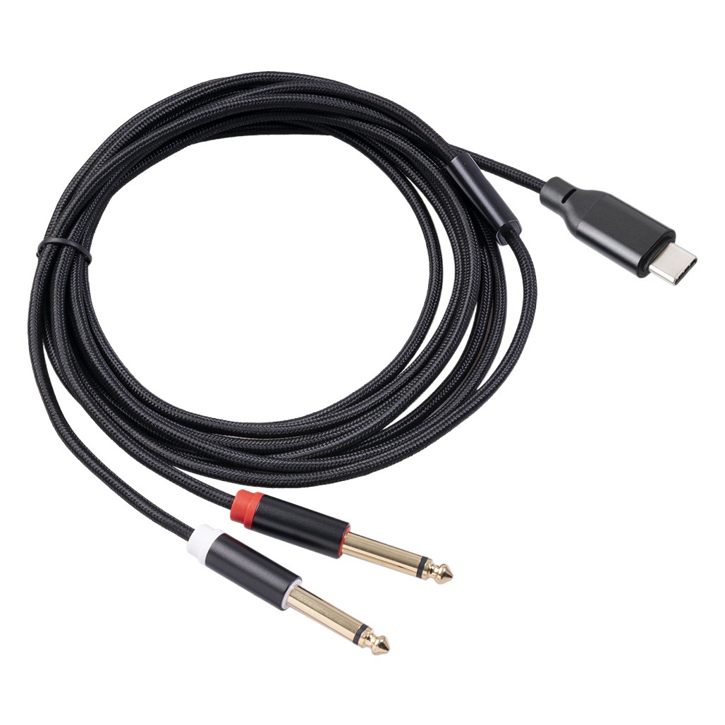 New product built-in chip TYPE-C male to double 6.35 large two-core mixer power amplifier speaker cable
