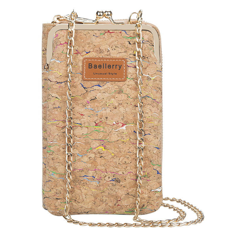 Picture of baellerry ladies wallet vertical wood grain mobile phone bag multi card wallet chain shoulder messenger bag wholesale