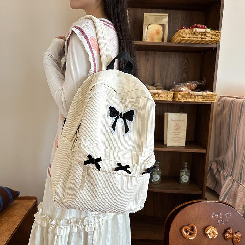 Picture of Japanese-style Ins Schoolbag Women's High-value Simple Cute Bow Backpack for College Students Women's Korean-style Senior high school Backpack