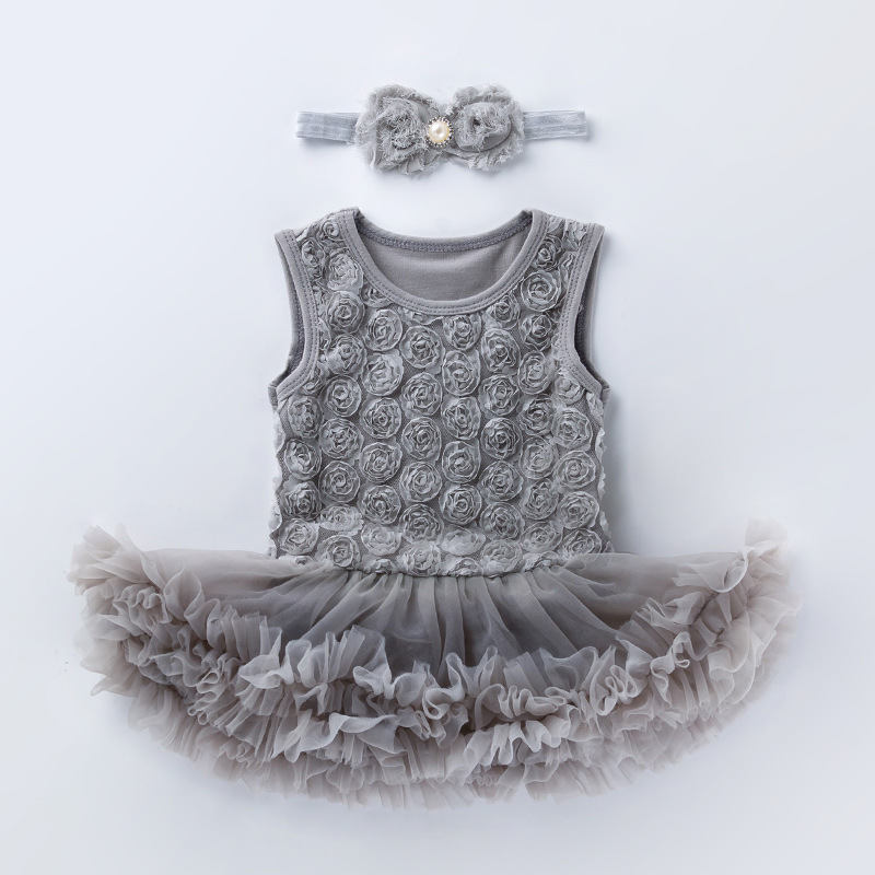 Picture of Amazon Hot Selling Baby Rose Sleeveless Princess Dress Baby Girl Solid Color Full Moon One Year Old Holiday Dress