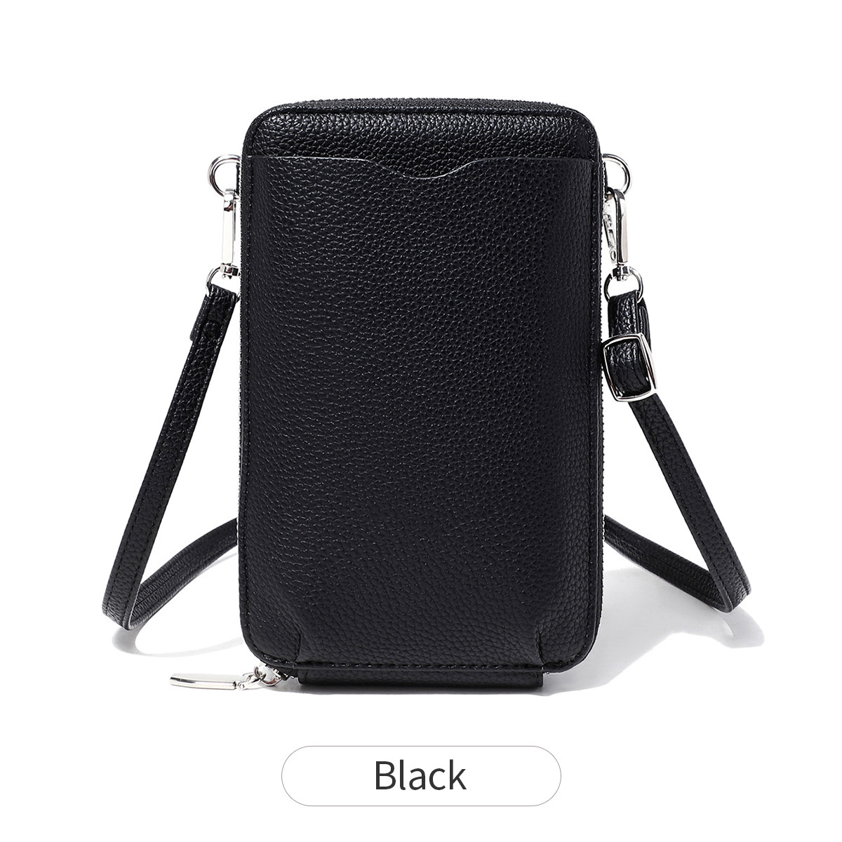 Picture of Cross-border New Litchi Pattern Vertical Zipper Mobile Phone Bag Foreign Trade Mini Large Capacity Women's Shoulder Bag Crossbody Bag