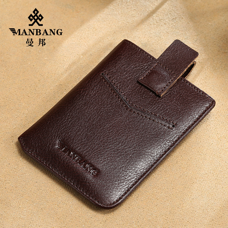 Picture of Cross-Border Dropshipping Manbang Men's Card Holder Anti-Theft Brush Thin First-Layer Cowhide Driver's License Leather Case Compact Mini Card Holder