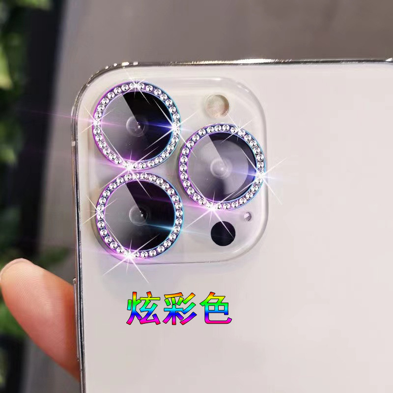 Picture of For Apple 16Promax Eagle Eye Glitter iPhone15 Lens Film i14Plus Flash Drill 13Pro Metal Ring
